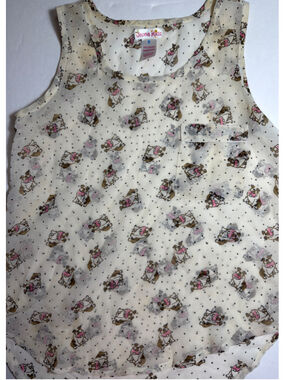 Girls Japna Kids Sheer Cami Tank Top Bulldog Polka Dots Size 8 Twee